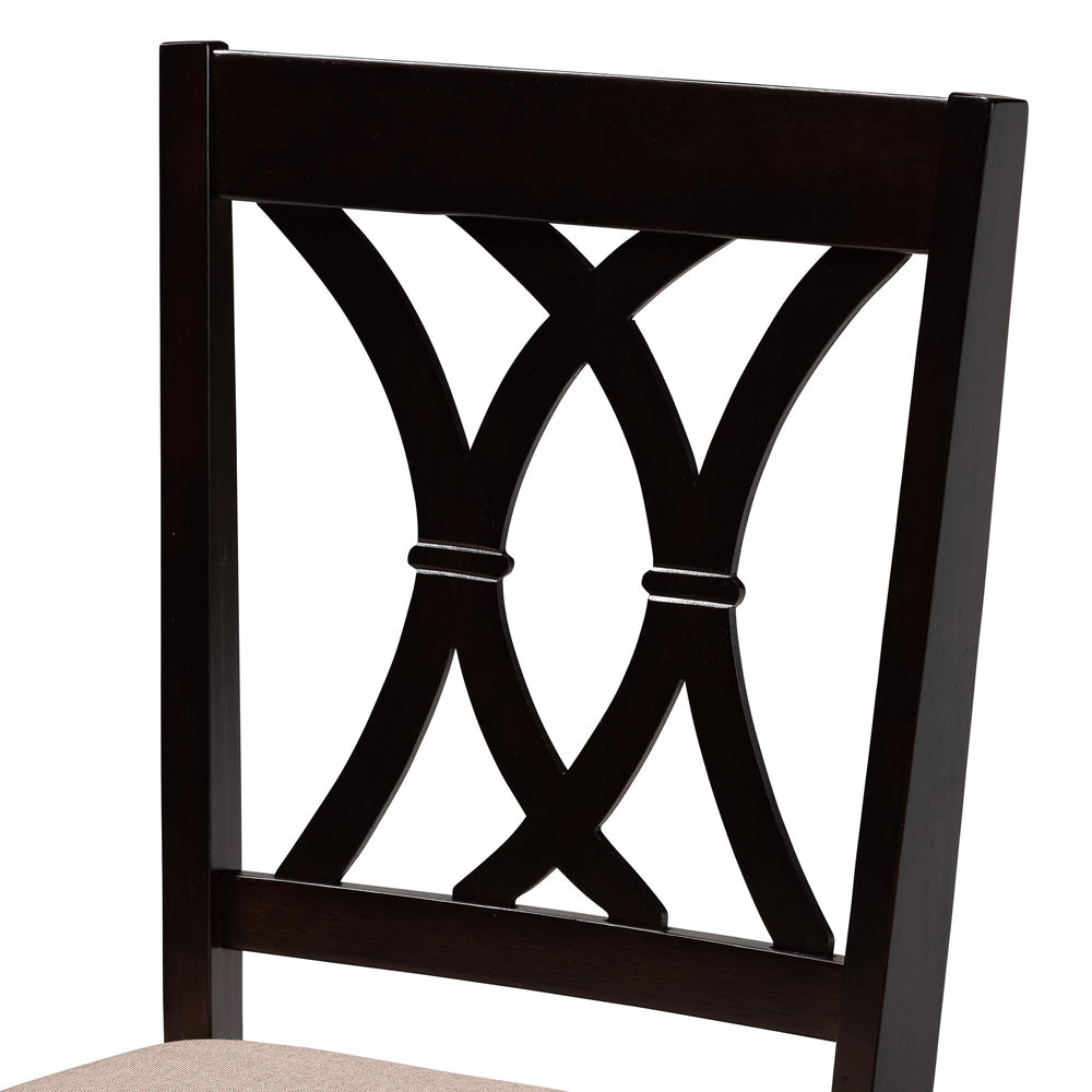 Baxton Studio - April Dining Set in Sand/Dark Brown - Mirela-Sand/Dark Brown-5PC Dining Set view 5