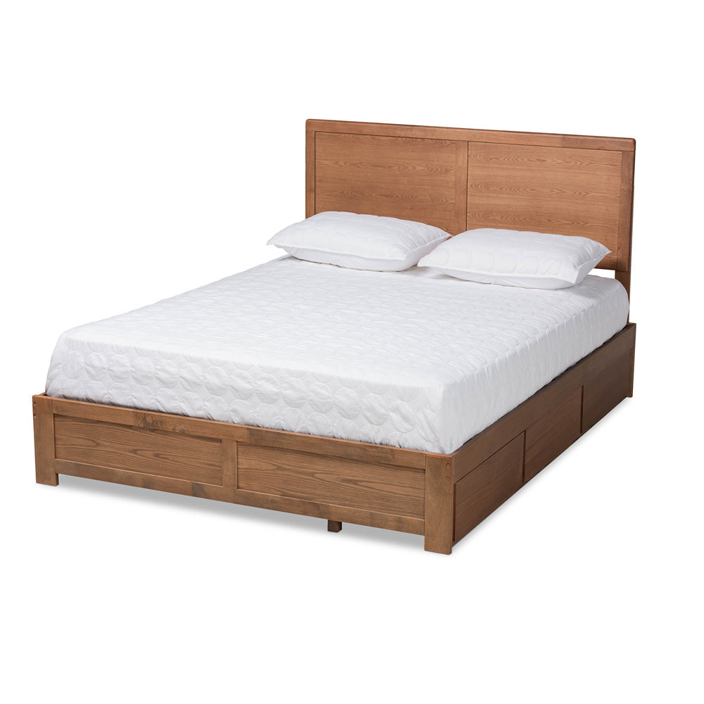 Baxton Studio - Aras Full Size Bed in Ash Walnut - Aras-Ash Walnut-Full view 1