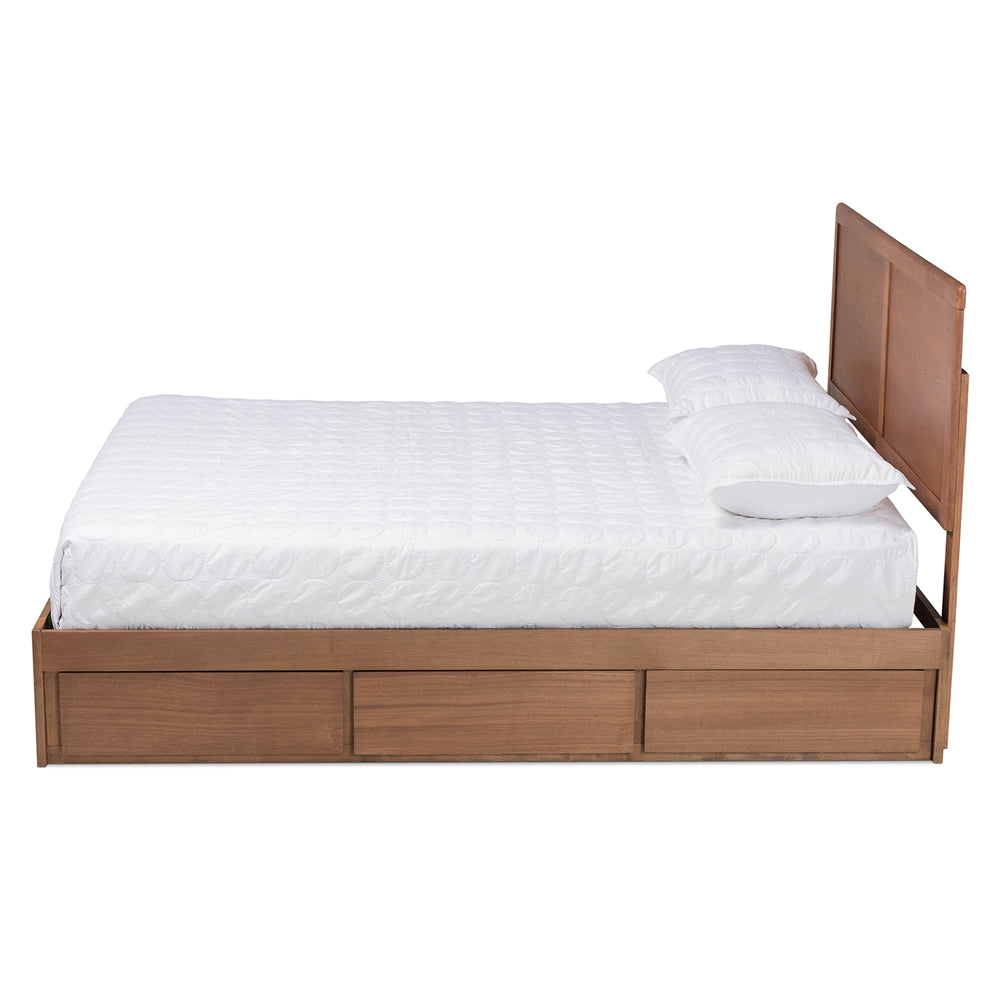 Baxton Studio - Aras Full Size Bed in Ash Walnut - Aras-Ash Walnut-Full view  3