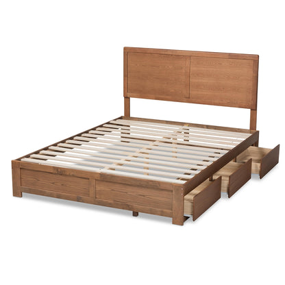 Baxton Studio - Aras Full Size Bed in Ash Walnut - Aras-Ash Walnut-Full view 5