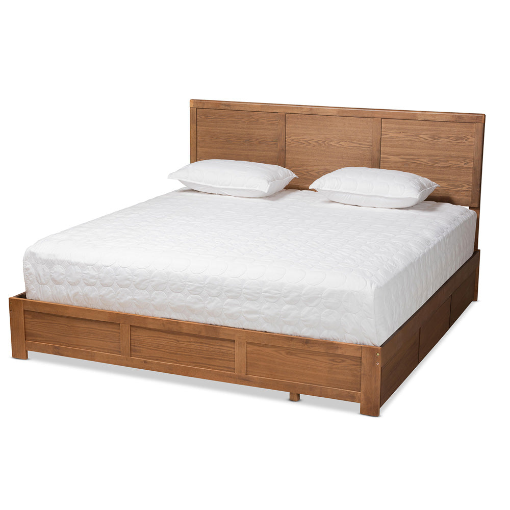 Baxton Studio - Aras King Size Bed in Ash Walnut - Aras-Ash Walnut-King view 1