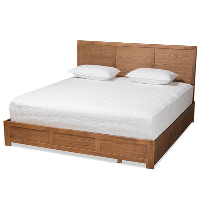 Baxton Studio - Aras King Size Bed in Ash Walnut - Aras-Ash Walnut-King view 1