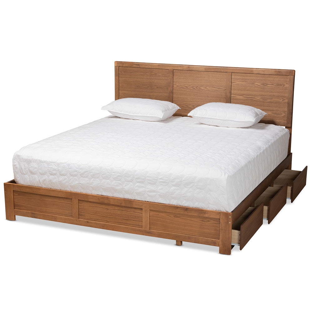 Baxton Studio - Aras King Size Bed in Ash Walnut - Aras-Ash Walnut-King view 2