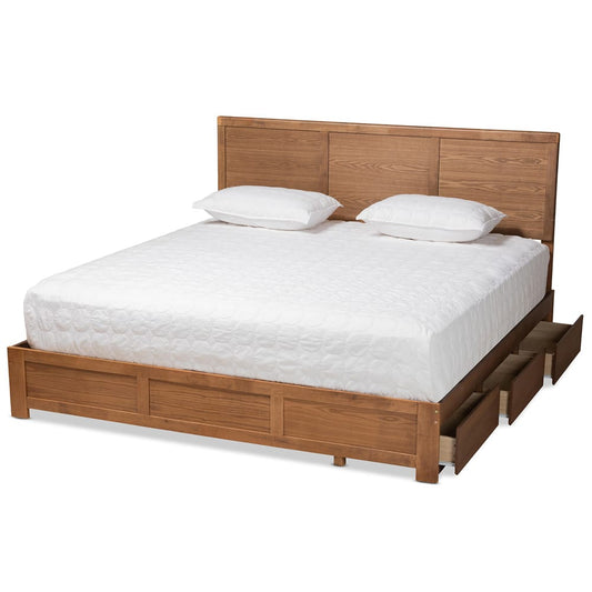 Baxton Studio - Aras King Size Bed in Ash Walnut - Aras-Ash Walnut-King view 2