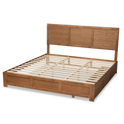 Baxton Studio - Aras King Size Bed in Ash Walnut - Aras-Ash Walnut-King view 4