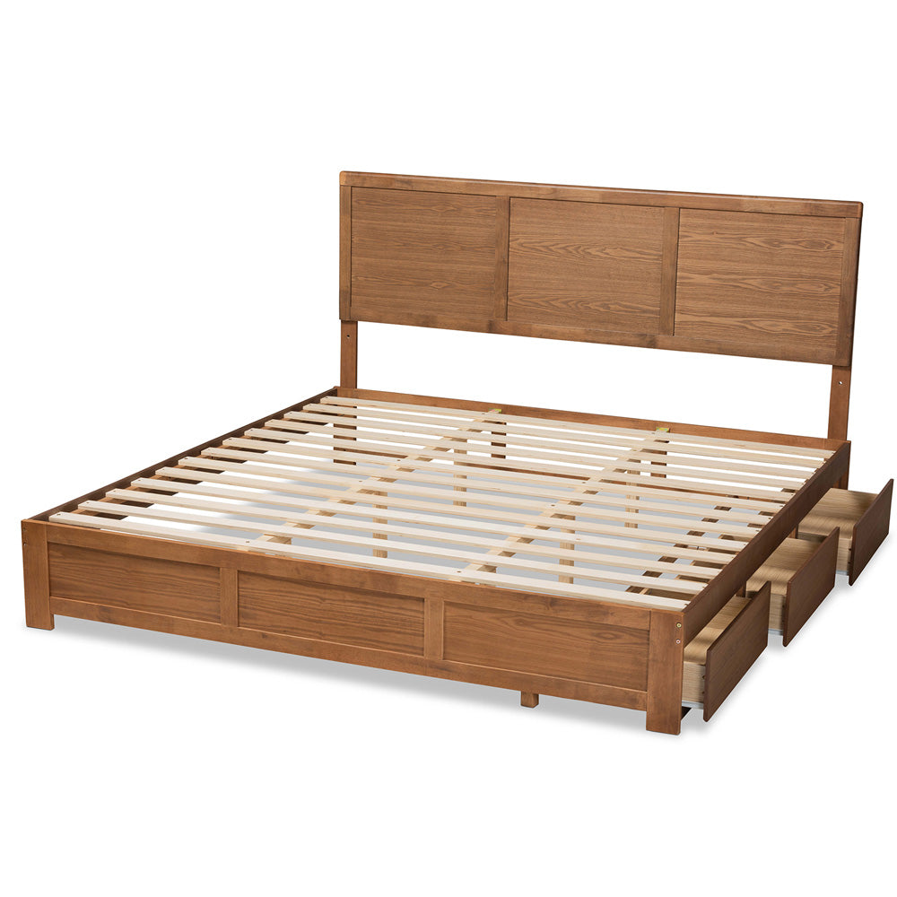 Baxton Studio - Aras King Size Bed in Ash Walnut - Aras-Ash Walnut-King view 5