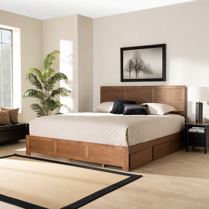 Baxton Studio - Aras King Size Bed in Ash Walnut - Aras-Ash Walnut-King view 9