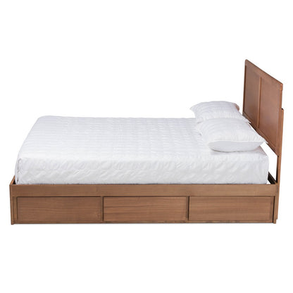 Baxton Studio - Aras Queen Size Bed in Ash Walnut - Aras-Ash Walnut-Queen view 3