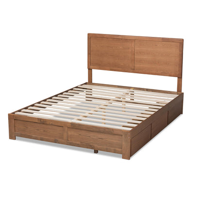 Baxton Studio - Aras Queen Size Bed in Ash Walnut - Aras-Ash Walnut-Queen view 4