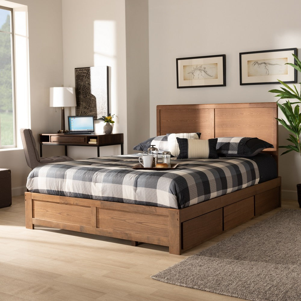 Baxton Studio - Aras Queen Size Bed in Ash Walnut - Aras-Ash Walnut-Queen view 8