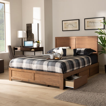 Baxton Studio - Aras Queen Size Bed in Ash Walnut - Aras-Ash Walnut-Queen view 9