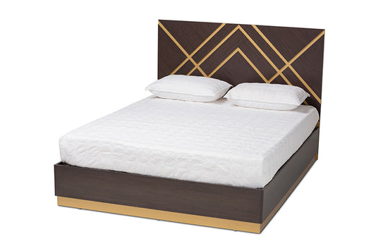 Baxton Studio - Arcelia Queen Size Bed - SEBED13032026-Modi Wenge/Gold-Queen view 1