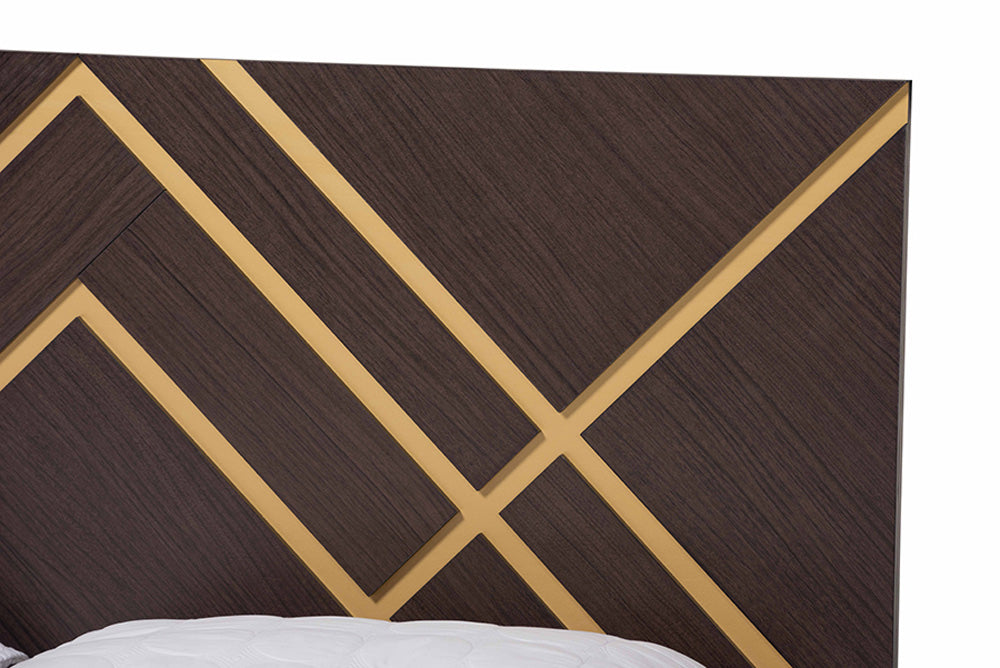 Baxton Studio - Arcelia Queen Size Bed - SEBED13032026-Modi Wenge/Gold-Queen view 4