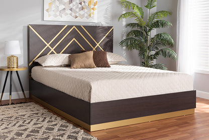 Baxton Studio - Arcelia Queen Size Bed - SEBED13032026-Modi Wenge/Gold-Queen view 5