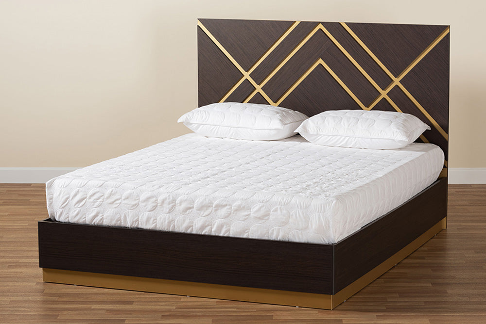 Baxton Studio - Arcelia Queen Size Bed - SEBED13032026-Modi Wenge/Gold-Queen view 8