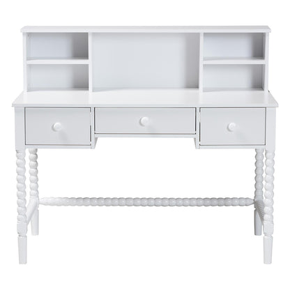 Baxton Studio - Archwood Desk in White - Spindle-White-Desk view 3