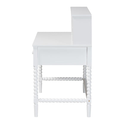 Baxton Studio - Archwood Desk in White - Spindle-White-Desk view 4