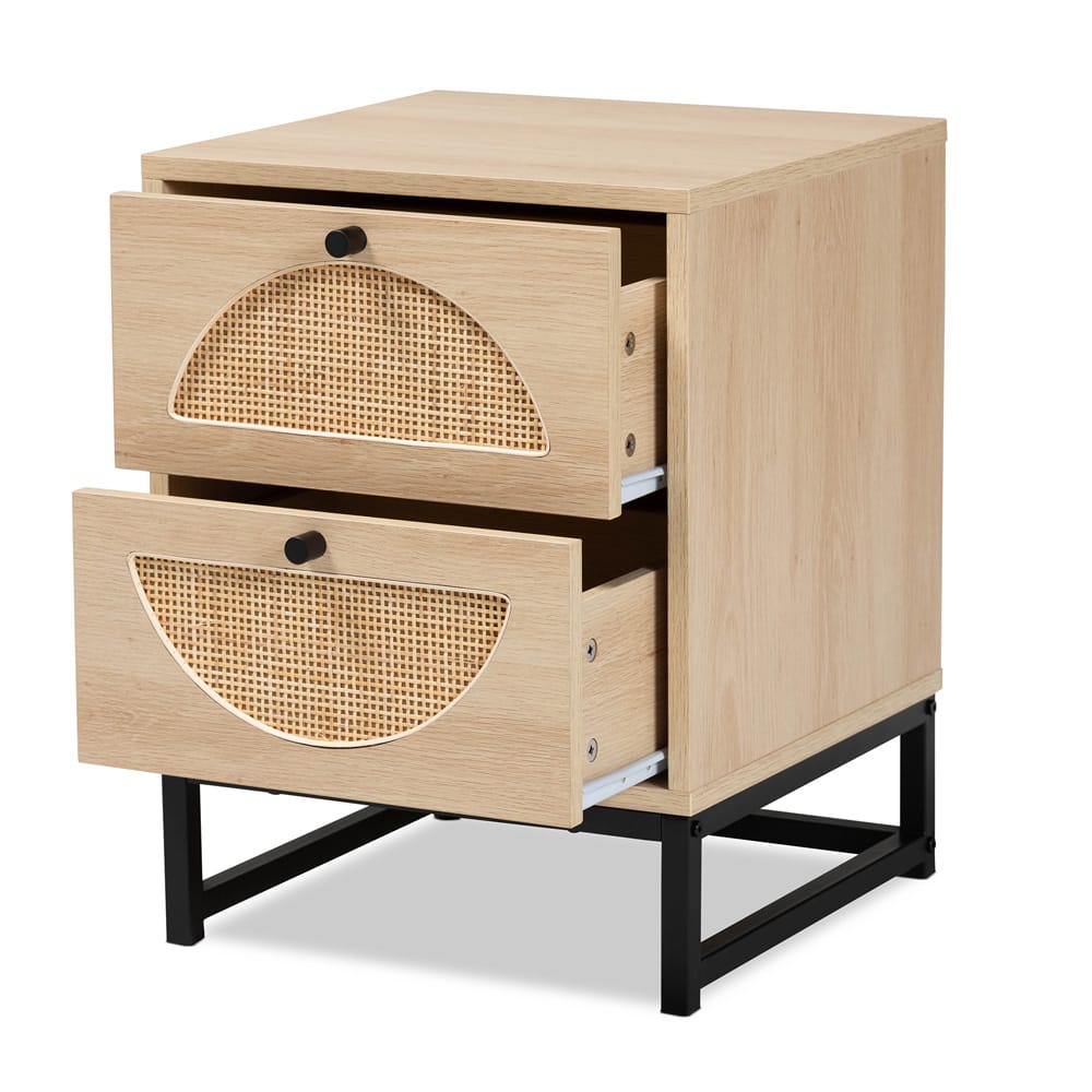 Baxton Studio - Ardon End Table in Light Brown/Black - MUS-005-Natural/Black view 2