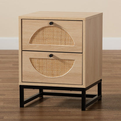 Baxton Studio - Ardon End Table in Light Brown/Black - MUS-005-Natural/Black view 9