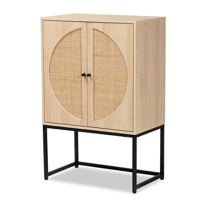 Baxton Studio - Ardon Storage Cabinet in Light Brown/Black - MUS-003-Natural/Black view 1