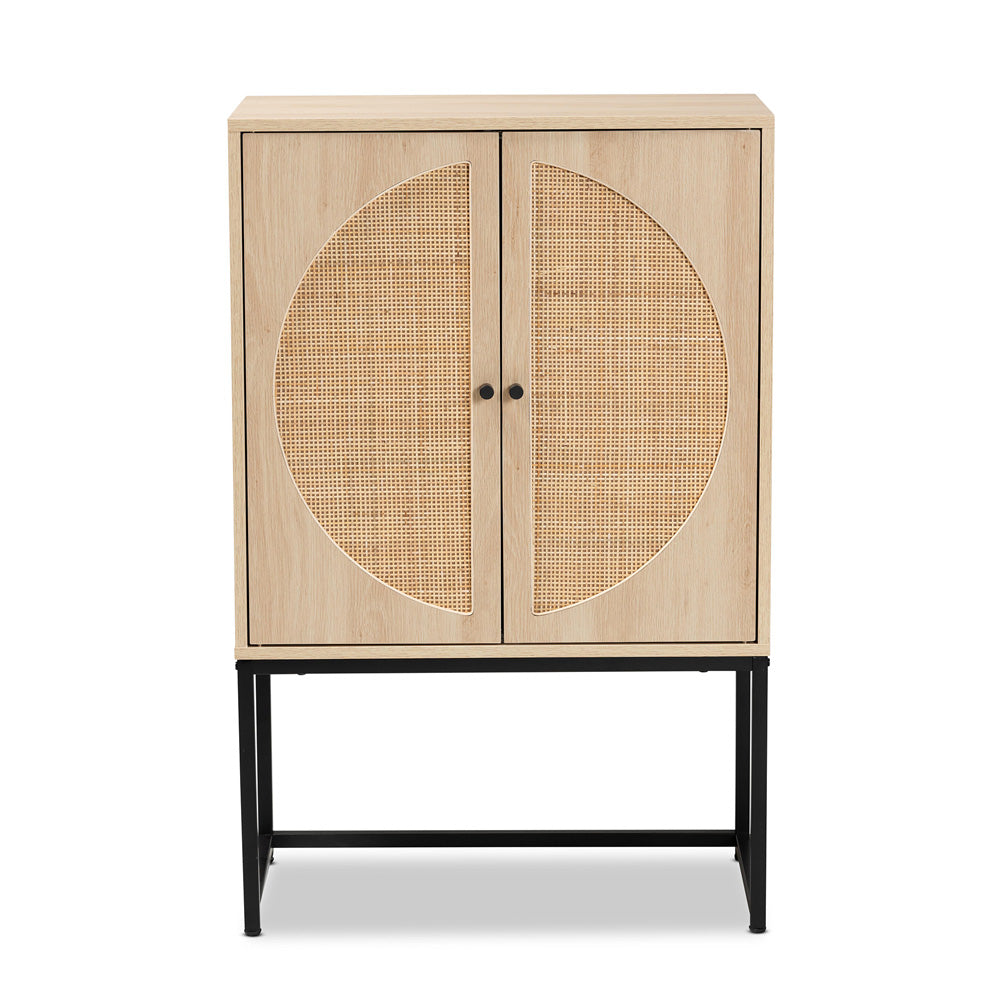 Baxton Studio - Ardon Storage Cabinet in Light Brown/Black - MUS-003-Natural/Black view 3
