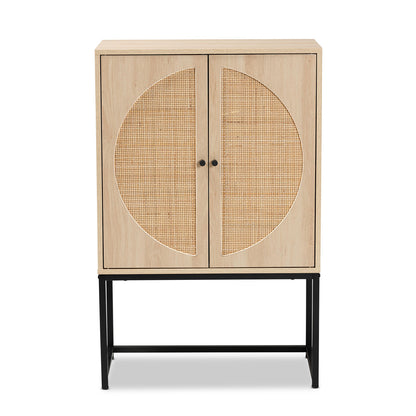 Baxton Studio - Ardon Storage Cabinet in Light Brown/Black - MUS-003-Natural/Black view 3