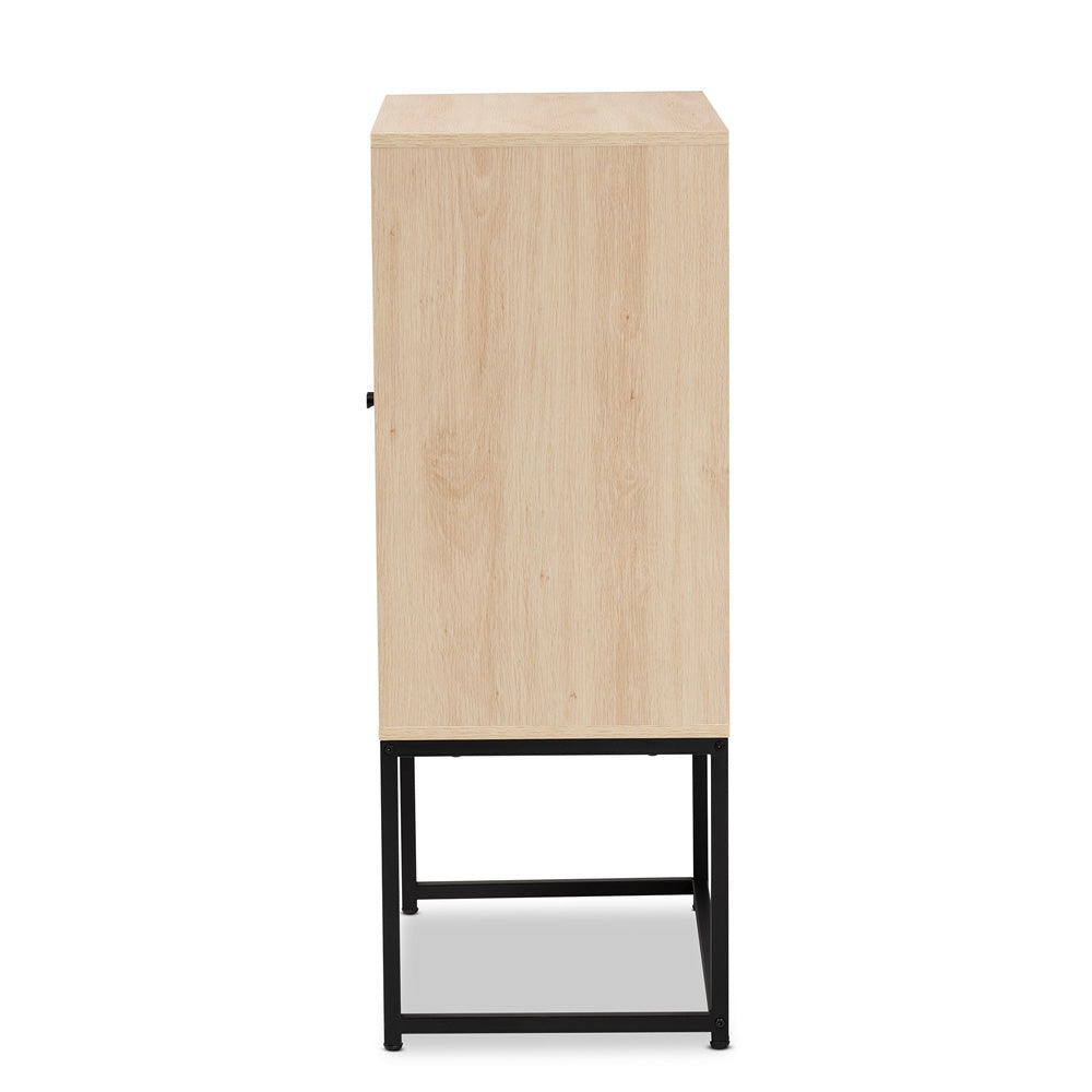 Baxton Studio - Ardon Storage Cabinet in Light Brown/Black - MUS-003-Natural/Black view 4