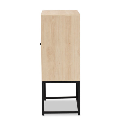 Baxton Studio - Ardon Storage Cabinet in Light Brown/Black - MUS-003-Natural/Black view 4