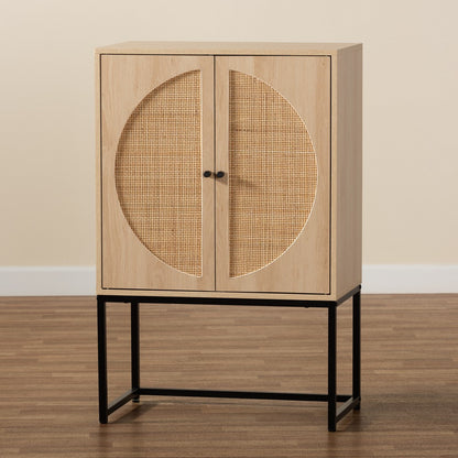 Baxton Studio - Ardon Storage Cabinet in Light Brown/Black - MUS-003-Natural/Black view 9