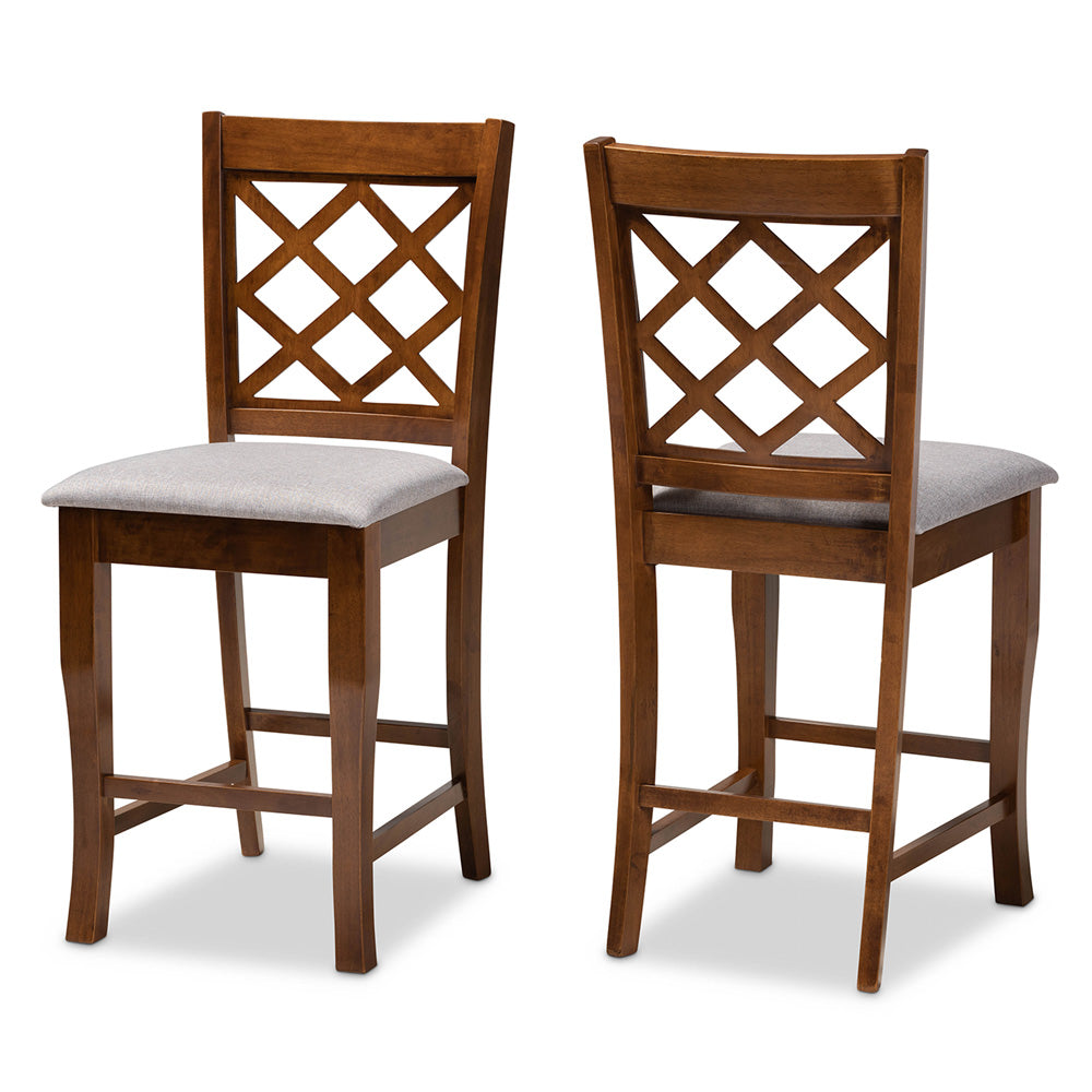 Baxton Studio - Aria Set of 2 Pub Stools in Grey/Walnut - RH320P-Grey/Walnut-PC view 1