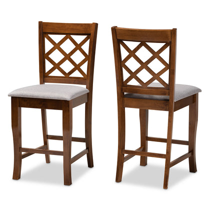 Baxton Studio - Aria Set of 2 Pub Stools in Grey/Walnut - RH320P-Grey/Walnut-PC view 1