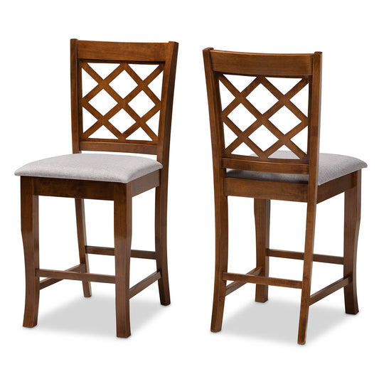 Baxton Studio - Aria Set of 2 Pub Stools in Grey/Walnut - RH320P-Grey/Walnut-PC view 1