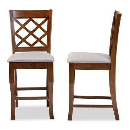 Baxton Studio - Aria Set of 2 Pub Stools in Grey/Walnut - RH320P-Grey/Walnut-PC view 3