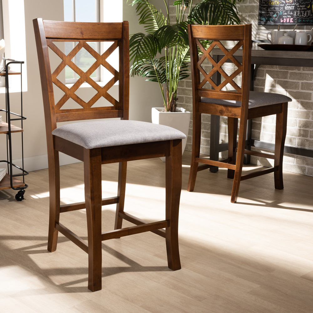 Baxton Studio - Aria Set of 2 Pub Stools in Grey/Walnut - RH320P-Grey/Walnut-PC view 6