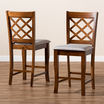 Baxton Studio - Aria Set of 2 Pub Stools in Grey/Walnut - RH320P-Grey/Walnut-PC view 7