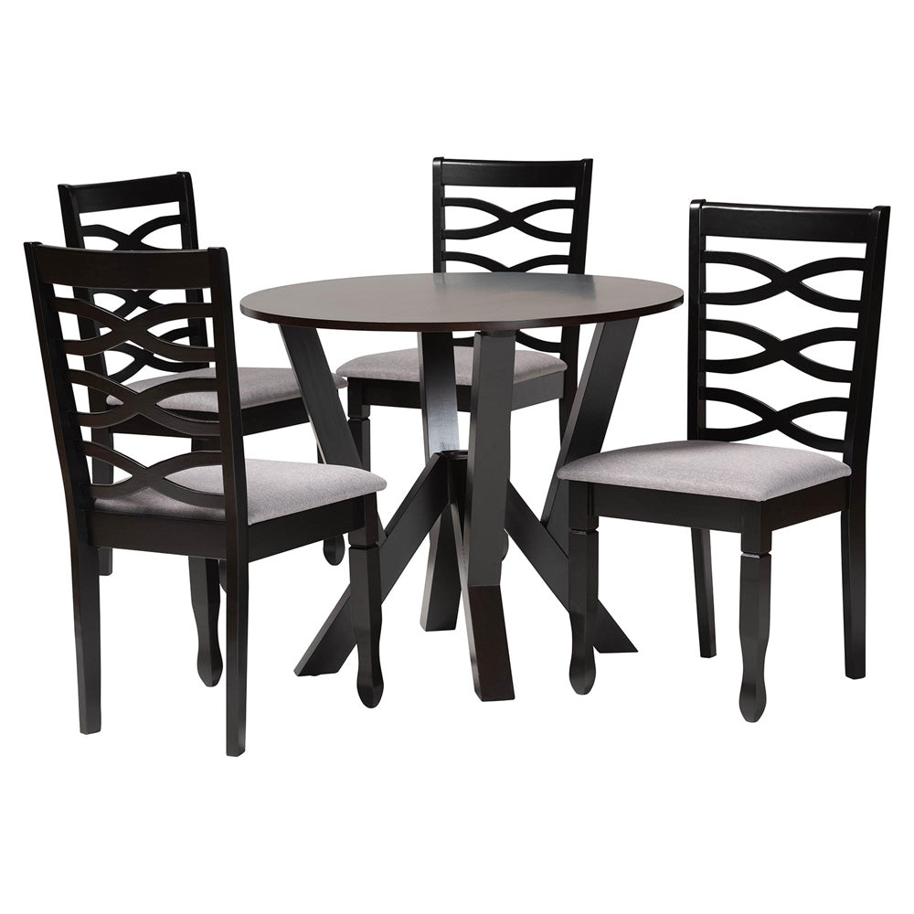 Baxton Studio - Ariane Dining Set in Grey/Dark Brown - Betty-Grey/Dark Brown-5PC Dining Set view 1