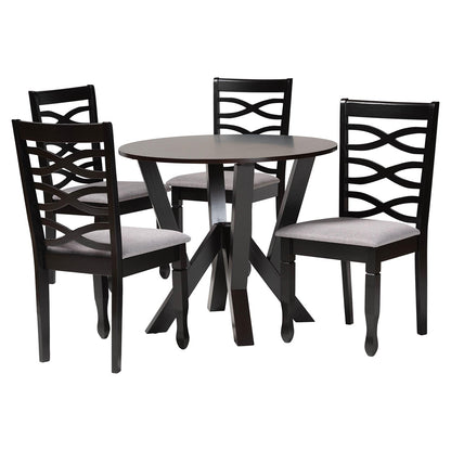 Baxton Studio - Ariane Dining Set in Grey/Dark Brown - Betty-Grey/Dark Brown-5PC Dining Set view 1