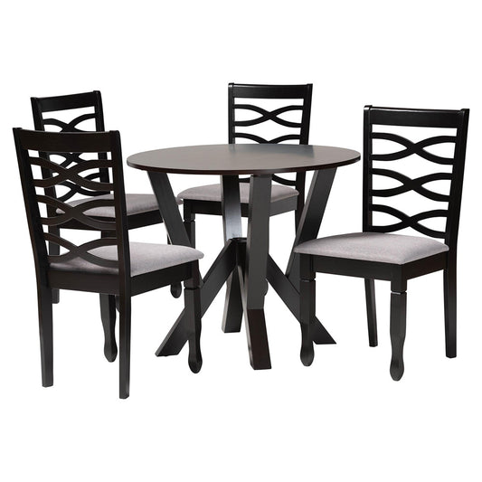 Baxton Studio - Ariane Dining Set in Grey/Dark Brown - Betty-Grey/Dark Brown-5PC Dining Set view 1