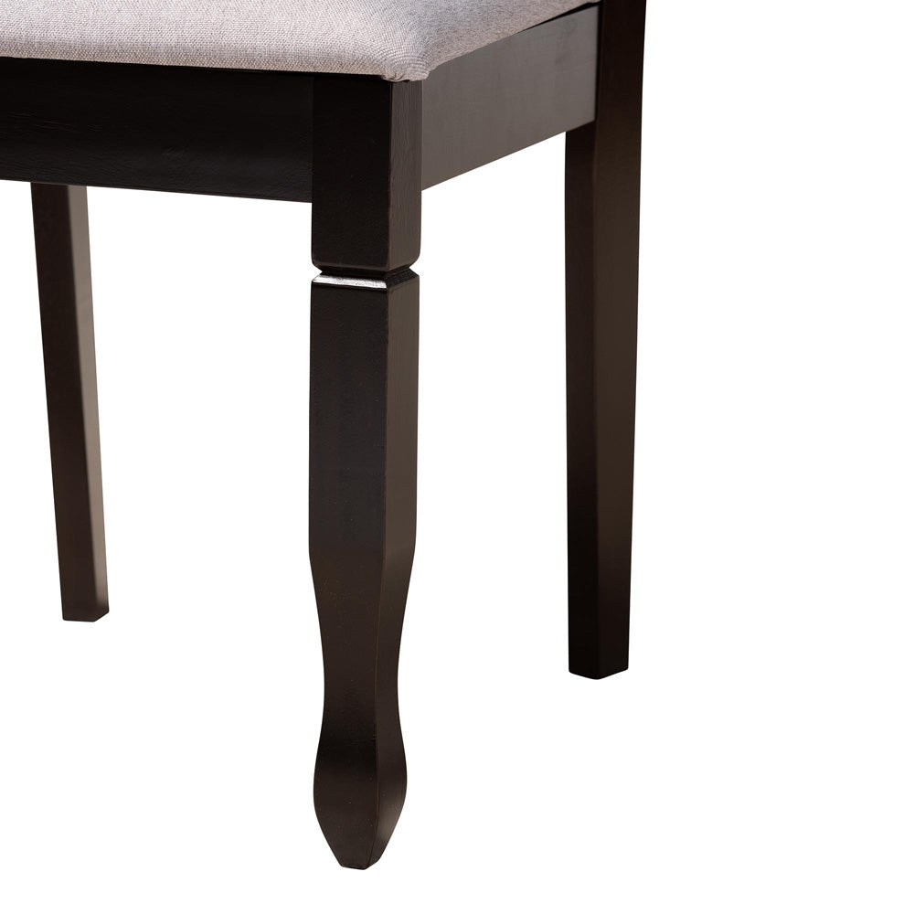 Baxton Studio - Ariane Dining Set in Grey/Dark Brown - Betty-Grey/Dark Brown-5PC Dining Set view 6