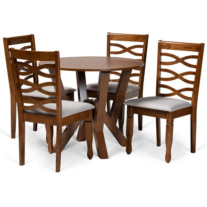 Baxton Studio - Ariane Dining Set in Grey/walnut brown - Ariane-Grey/Walnut-5PC Dining Set view 1