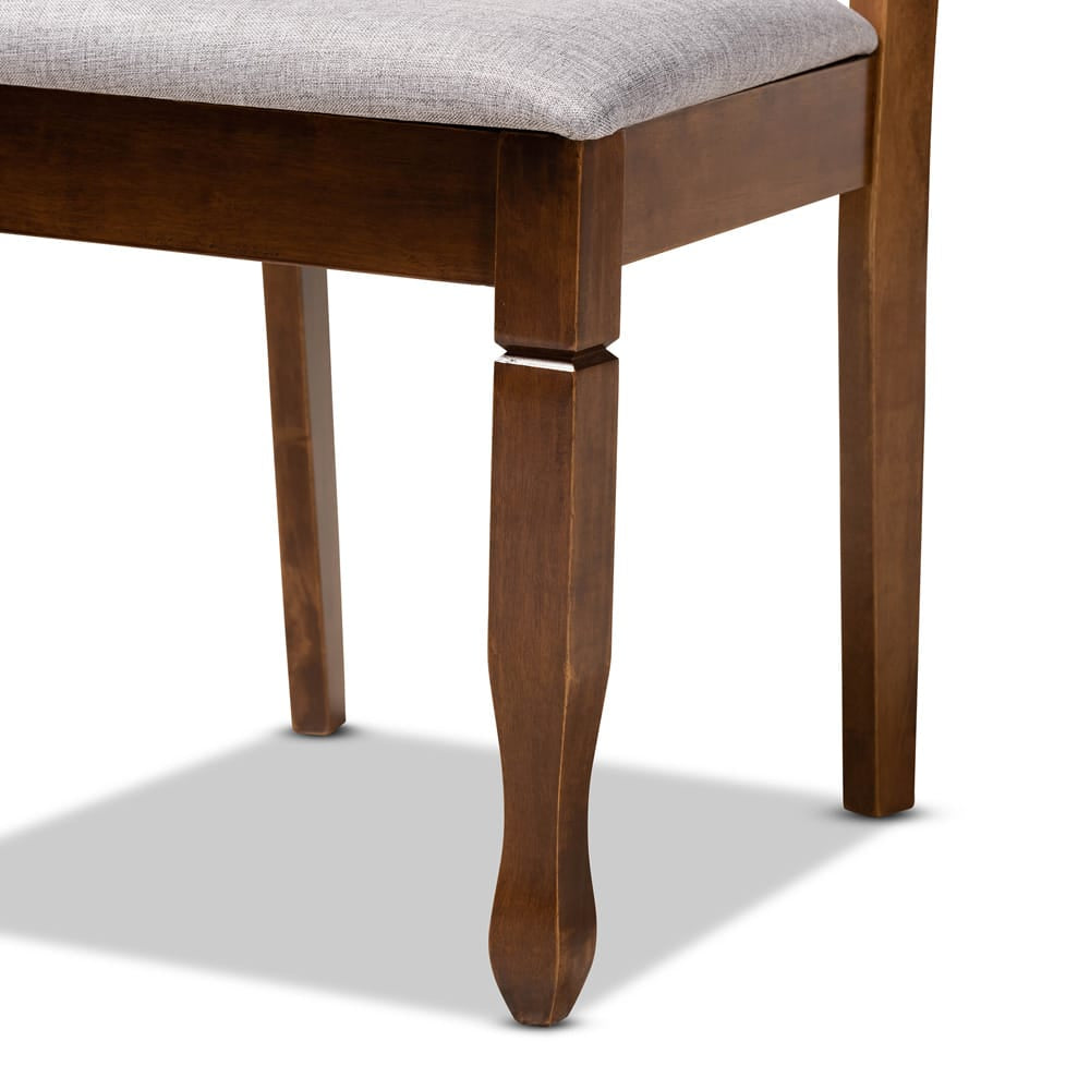 Baxton Studio - Ariane Dining Set in Grey/walnut brown - Ariane-Grey/Walnut-5PC Dining Set view 6