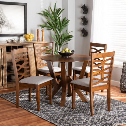 Baxton Studio - Ariane Dining Set in Grey/walnut brown - Ariane-Grey/Walnut-5PC Dining Set view 7