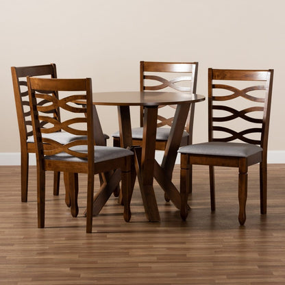 Baxton Studio - Ariane Dining Set in Grey/walnut brown - Ariane-Grey/Walnut-5PC Dining Set view 8