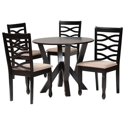 Baxton Studio - Ariane Dining Set in Sand/Dark Brown - Betty-Sand/Dark Brown-5PC Dining Set view 1