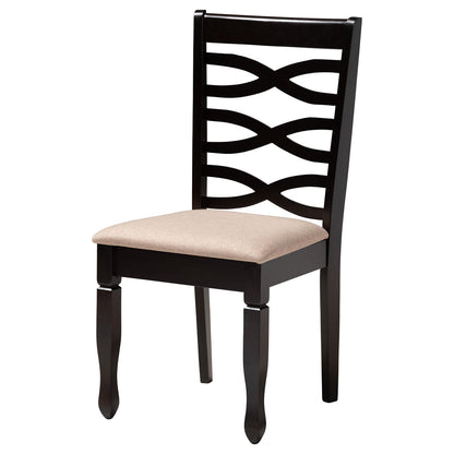 Baxton Studio - Ariane Dining Set in Sand/Dark Brown - Betty-Sand/Dark Brown-5PC Dining Set view 2