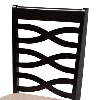 Baxton Studio - Ariane Dining Set in Sand/Dark Brown - Betty-Sand/Dark Brown-5PC Dining Set view 5