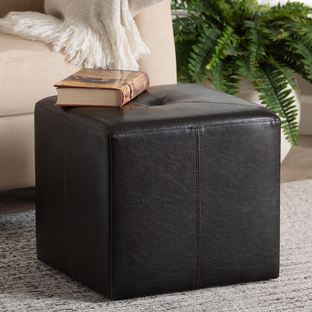 Baxton Studio - Aric Ottoman in Dark Brown - ST-20-brown-ottoman view 6