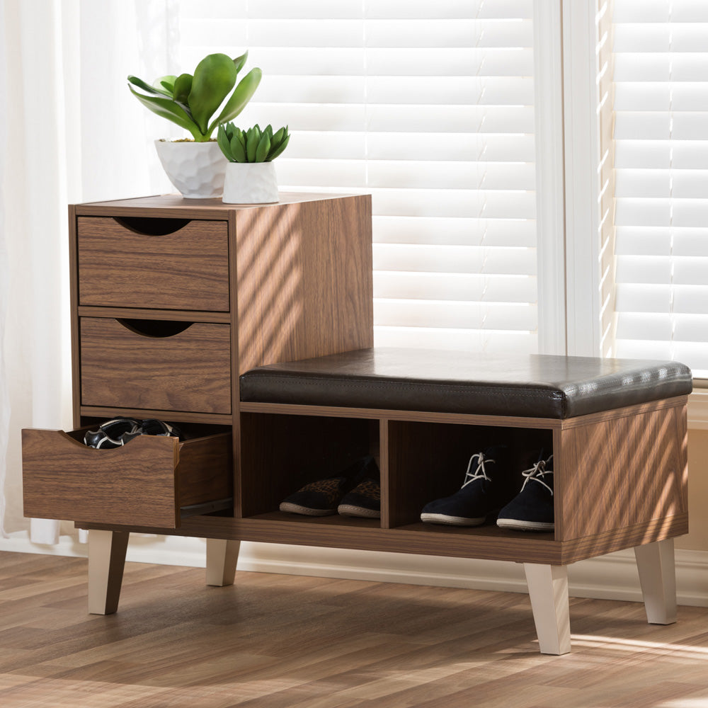 Baxton Studio - Arielle Bench in Walnut Brown - B-001-Walnut view 4