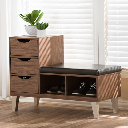 Baxton Studio - Arielle Bench in Walnut Brown - B-001-Walnut view 6