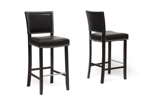 Baxton Studio - Aries Set of 2 Bar Stools in Black - BBT5112 Bar Stool-Black view 1